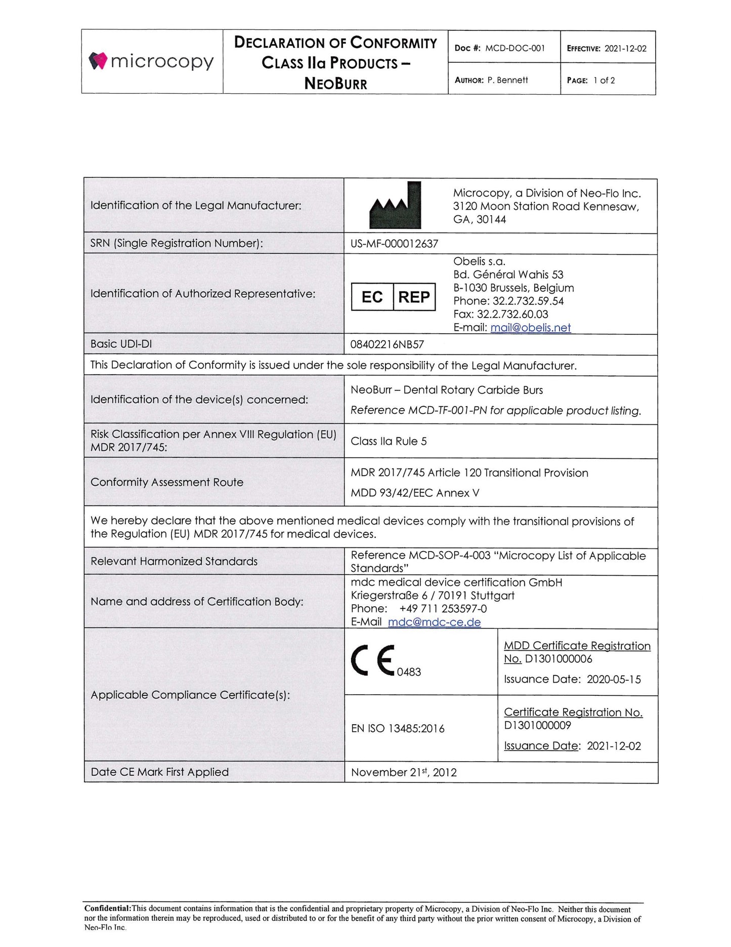 NeoBurr Regulatory