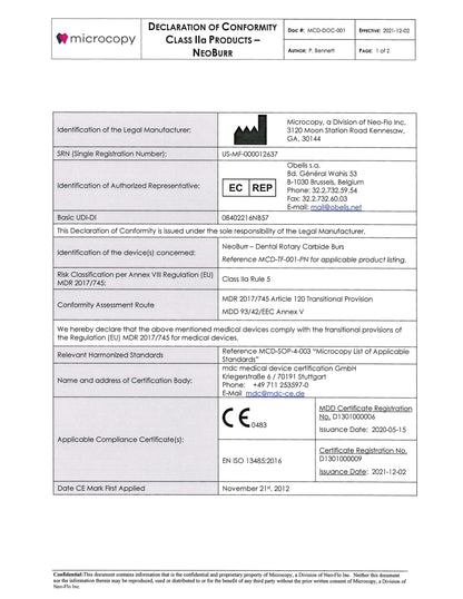 NeoBurr Regulatory